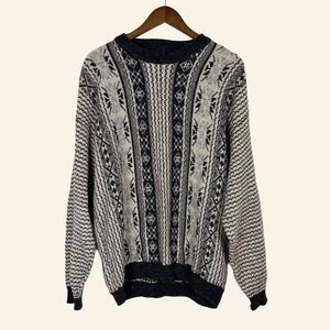Vintage Etchings Coogi-Style Geometric Knit Sweater